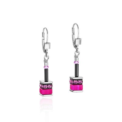 GeoCUBE® Earrings classic Polaris & Rhinestone Pink