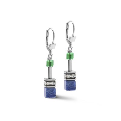 Earrings GeoCUBE® Swarovski® Crystals & Gemstones blue-green