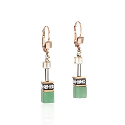 Earrings GeoCUBE® Swarovski® Crystals & Gemstones green-beige
