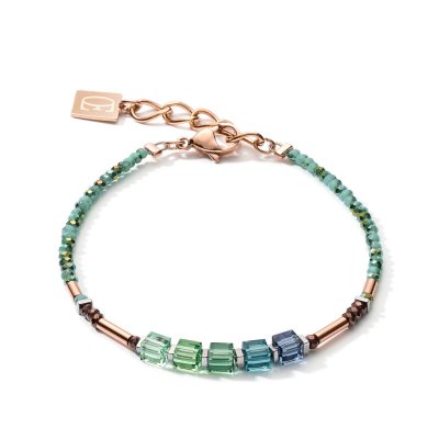 Graduated GEOCUBE Bracelet Rose Gold & Green