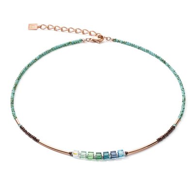 Necklace GeoCUBE® shades of green-petrol