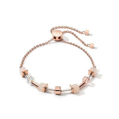 Bracelet GeoCUBE® pink aventurine delicate chain rose gold-peach