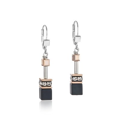 GeoCUBE® Earrings onyx black-rose gold