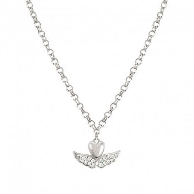 Sweetrock Silver & CZ Winged Heart Necklet