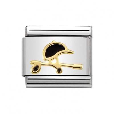 Nomination 18ct Gold Black Whip & Hat Charm.
