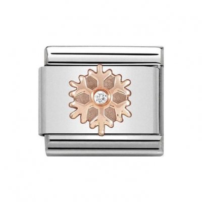 Nomination 9ct Rose white CZ Snowflake Charm