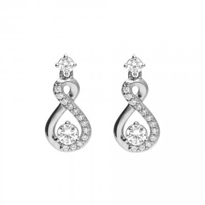 DiamonFire Sterling Silver Infinity Zirconia Drop Earrings