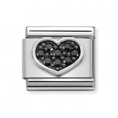 Nomination Silver Heart Black CZ Charm