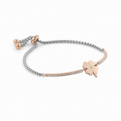 Nomination Milleluci Rose Gold Plated Stainless Steel CZ Clover Bracelet
