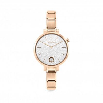 Nomination Rose Gold Zircon set Round Glitter Dial Watch.