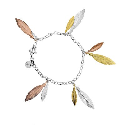 Azendi Silver Multi Colour Feather Beracelet