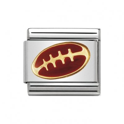 Nomination 18ct & Enamel Rugby Ball Charm.