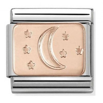 Nomination Rose Plate Moon & Stars Charm