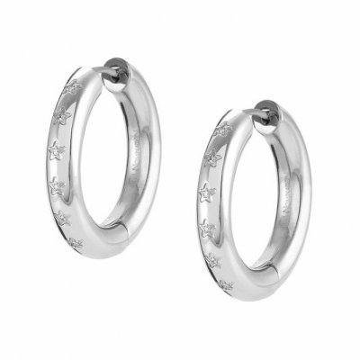 Infinito Stainless Steel & White CZ Hoop Earrings