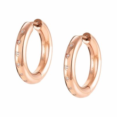 Infinito Rose Gold Plated & White CZ Hoop Earrings