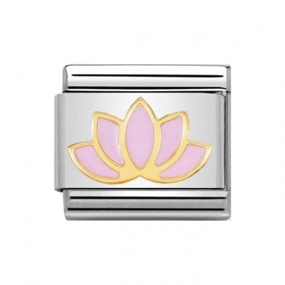 Nomination Enamel & 18ct Gold Lotus Flower Charm.