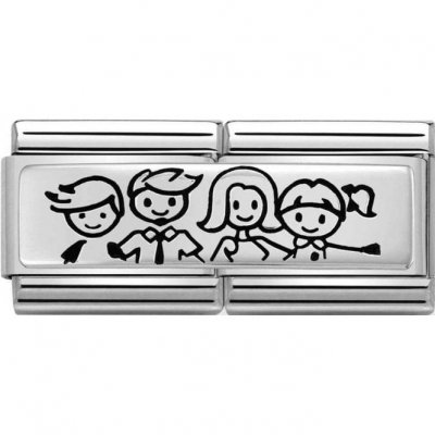 Nomination Boy & Girl with Family Silver Double Charm