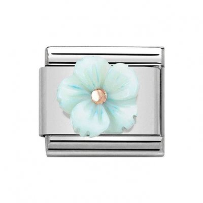 Classic Rose Gold Turquoise Mother of Pearl Flower Charm