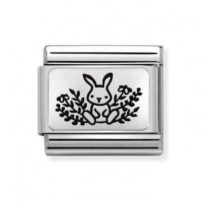 Nomination Silver Rabbit with Flowers Charm