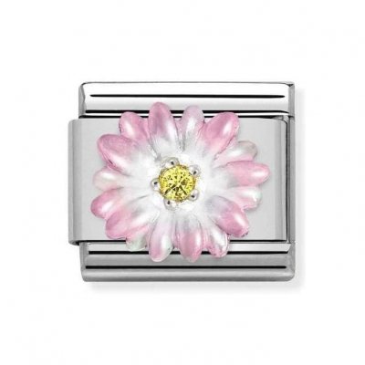 Nomination Silver CZ Rose Flower cz Charm