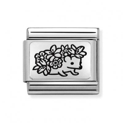 Nomination Silver Hedgehog with Flowers Charm