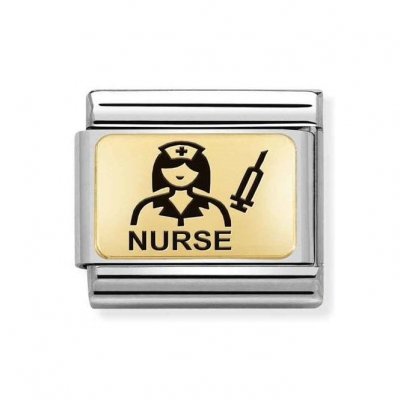 Nomination Gold & Black Nurse Plate Charm