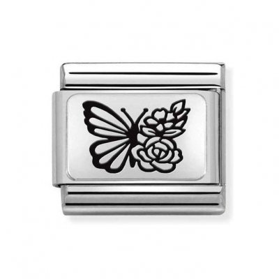 Nomination Silver Butterfly with Flowers Charm