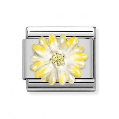 Nomination Silver CZ Yellow Flower cz Charm