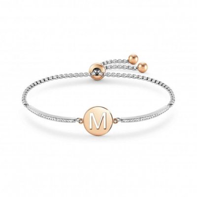 Nomination Milleluci Letter M Stainless Steel with White CZ & Rose Gold Bracelet