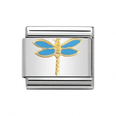 Nomination 18ct Gold & Enamel Dragonfly Charm.