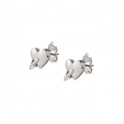 Sweetrock Silver & CZ Heart with Arrow Earrings