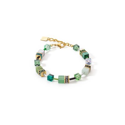 Coeur De Lion DELUXE GEOCUBE Bracelet Gold & Green Aventurine & Nephrite