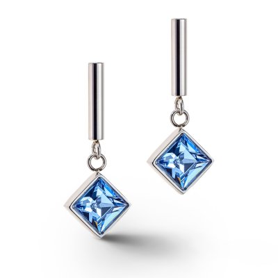 Coeur De Lion Elegance Square Light Blue Crystal Earrings