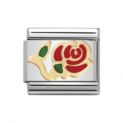 Nomination 18ct Gold & Enamel Red Rose Charm.