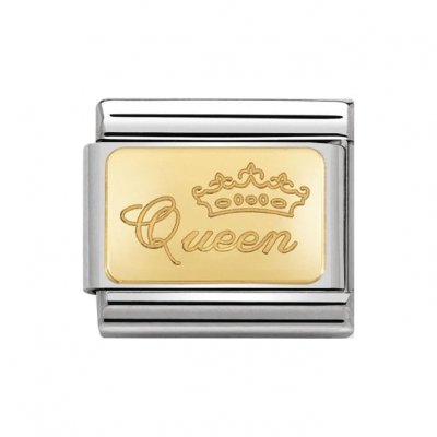 Nomination 18ct Gold Plate Queen Engraved