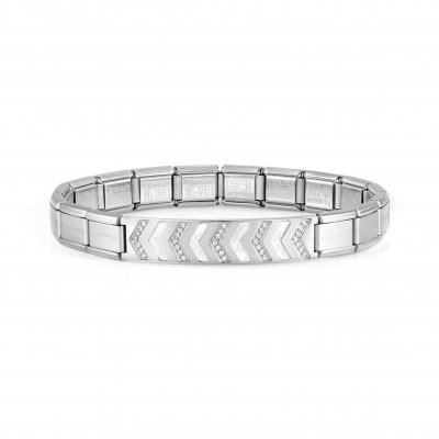 Trendsetter Steel, Mother of Pearl & CZ Chevrons Smarty Bracelet