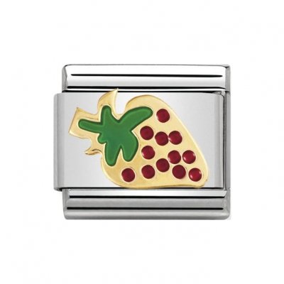 Nomination 18ct Gold & Enamel Strawberry Charm.