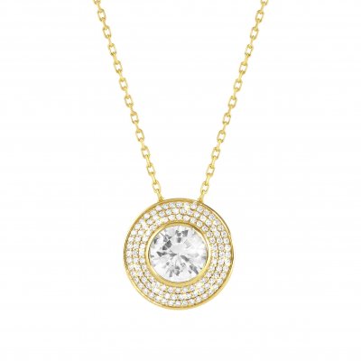 Nomination Aurea Yellow Gold Plated & CZ Circle Pendant Necklace