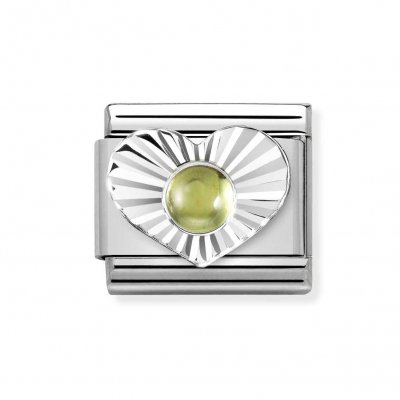 Nomination Silver Heart shaped Peridot Charm