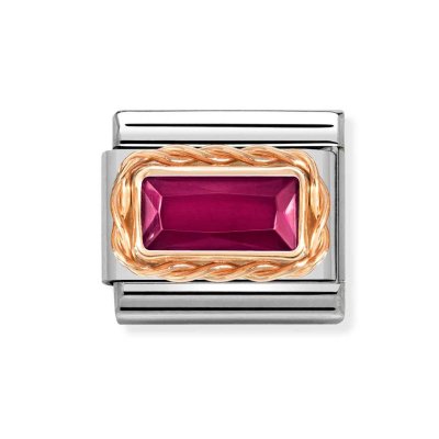 Nomination 9ct Rose Gold Rectangular Red Charm