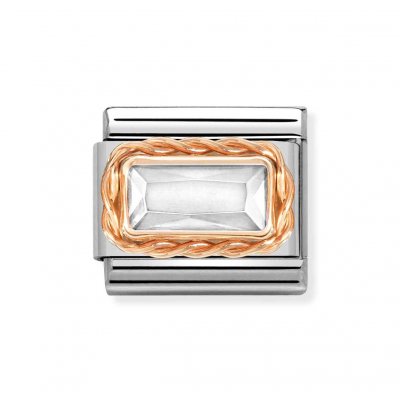 Nomination 9ct Rose Gold Rectangular White Charm