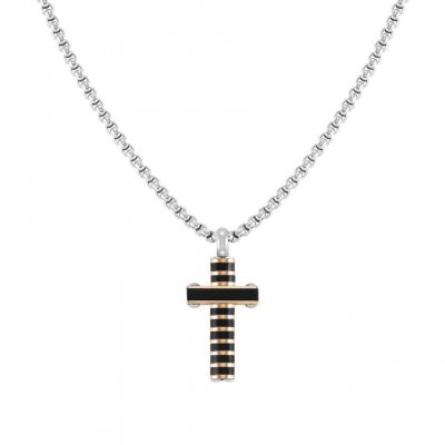 Nomination Stainless Steel Black & Rose Gold PVD Cross & Chain