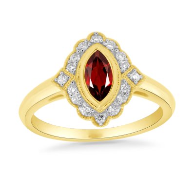 9ct Gold Garnet & Diamond Ring
