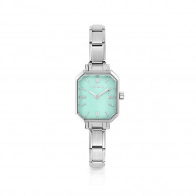 Nomination Paris Classic Steel & Aqua Green Rectangular Dial Watch
