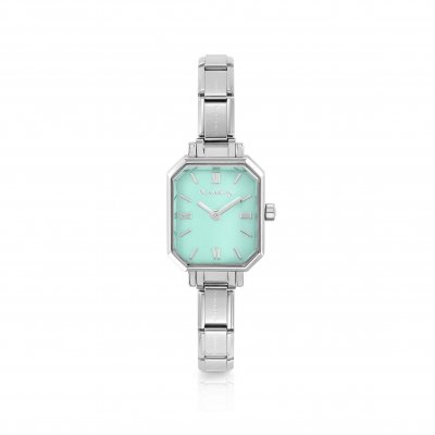 Paris Classic Steel & Aqua Green Rectangular Dial Watch