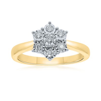 9ct Gold Diamond Round Cluster Ring