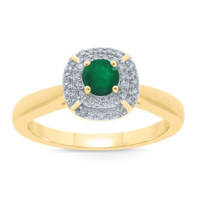 9ct Gold Diamond & Emerald Ring