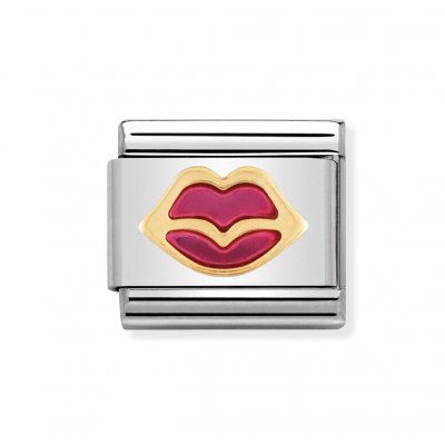 Nomination 18ct & Enamel Fuchsia Lips Charm.