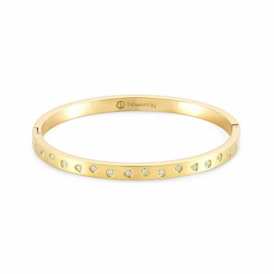 Infinito S/S Gold Plate & White CZ Bangle