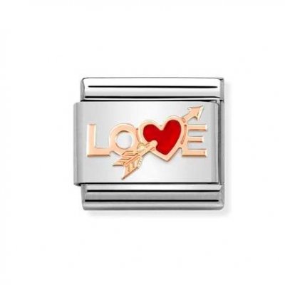 Nomination 9ct Rose Gold & Enamel Love Heart Arrow Charm